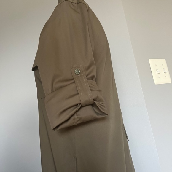 Theory Military Green Long Roll up Sleeve Button Up Cotton Casual Collared Dress - Picture 8 of 11